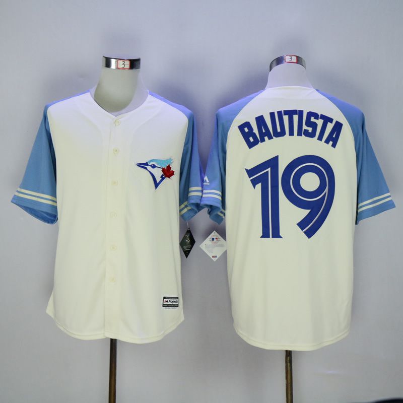 Men Toronto Blue Jays 19 Bautista Cream MLB Jerseys